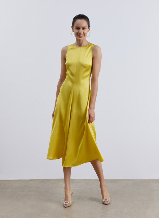 Back Loop Drawstring Silk Dress image 1