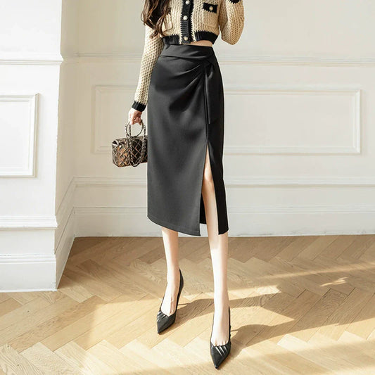 Wrap Around Asymmetric Midi Skirt