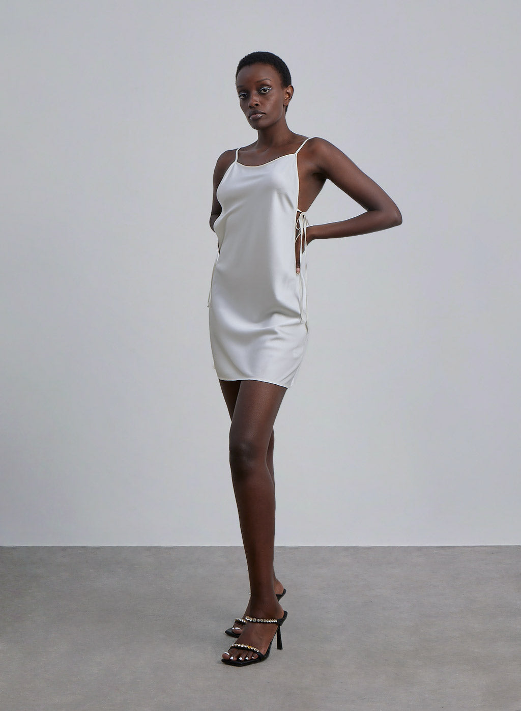 Side Tie Silk Slip Dress