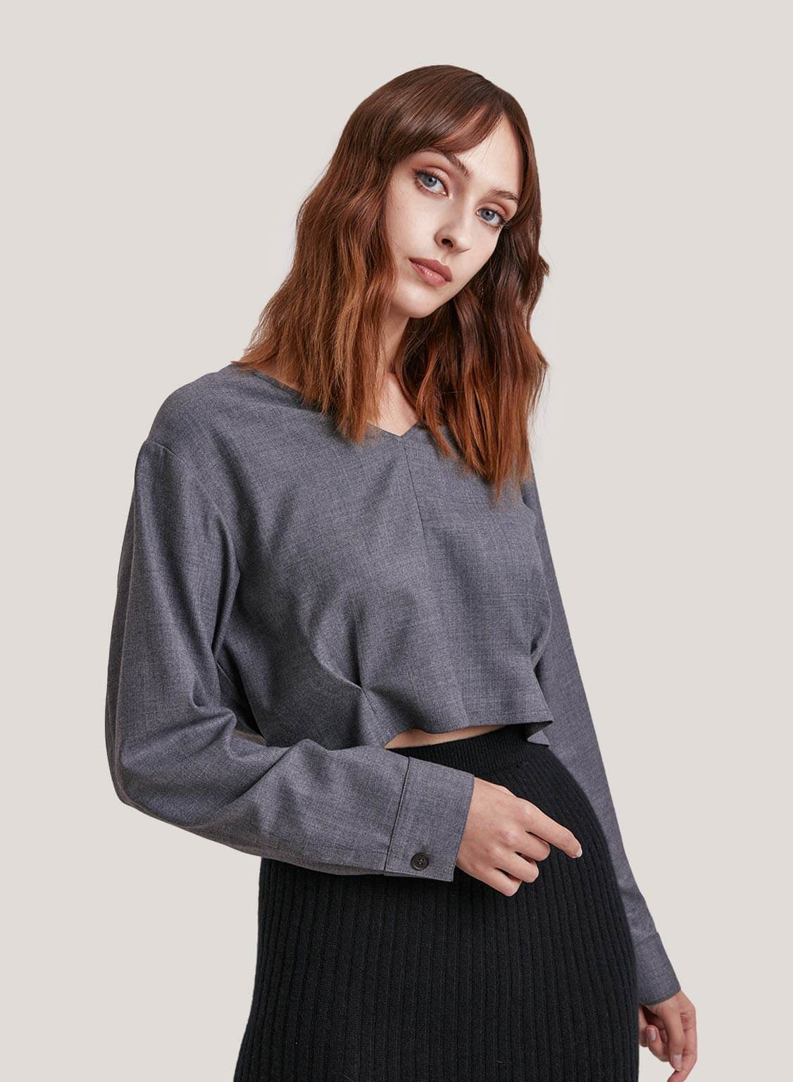 Cropped Wool-Blend Top