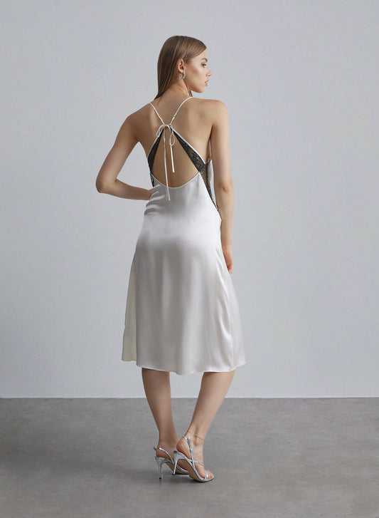 Waist Lace Silk Slip Dress image 1