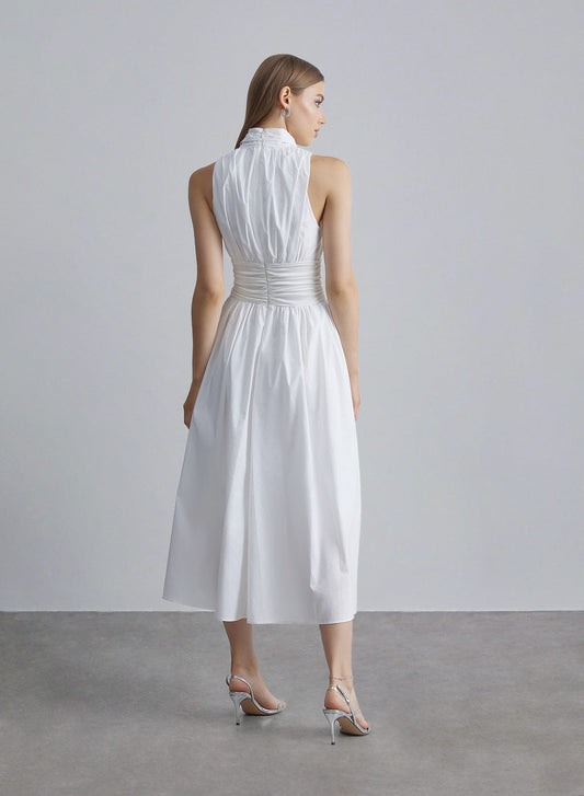 Waist-cinched Cotton-padded Midi Dress image 1