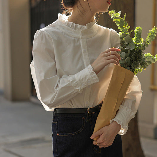 White Shirt Women's Long Sleeve Bottom Shirt