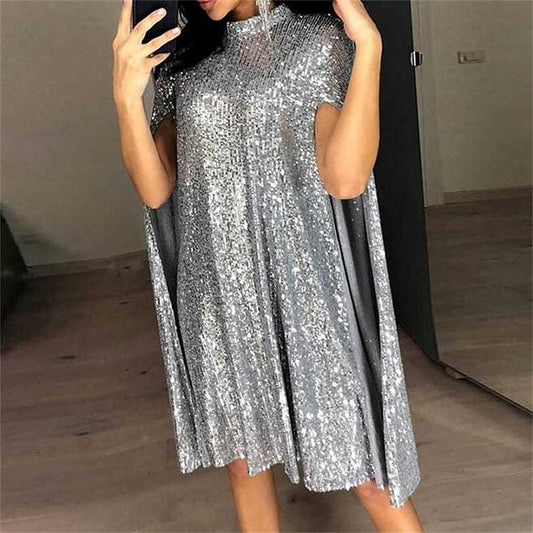 Beaded long-sleeved split dress