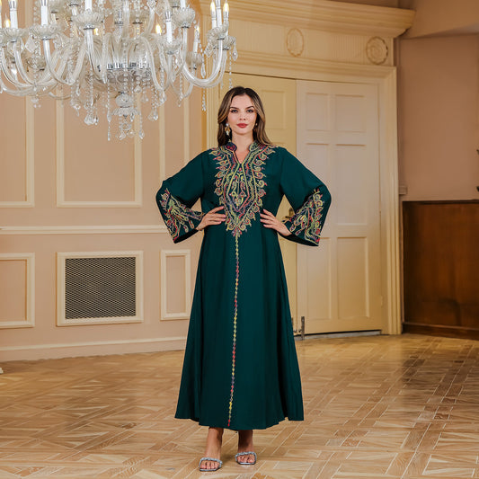 Women's robe Muslim rope embroidered robe