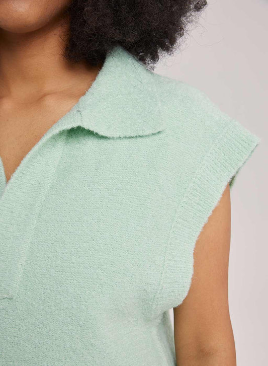 Wing-Neck Knit Vest