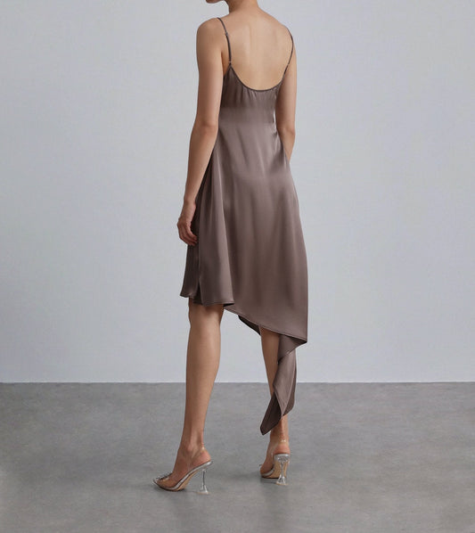 Asymmetric Handkerchief Hem Silk Slip Dress — SILK MAISON