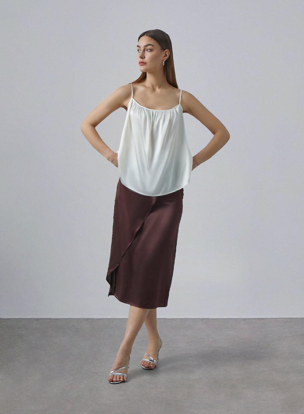 Wrap Sheath Silk Midi Skirt image 0