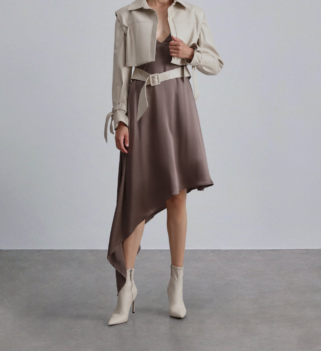 Cropped Faux Leather Motorcycle Jacket — SILK MAISON