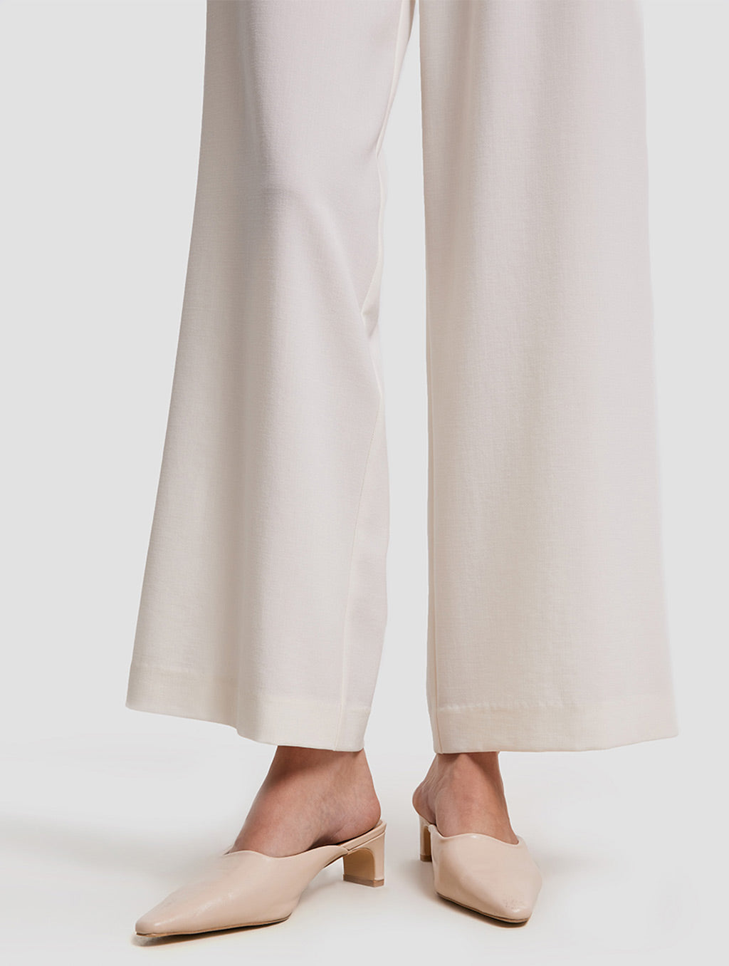 elastic band straight trousers - detail -nature white1