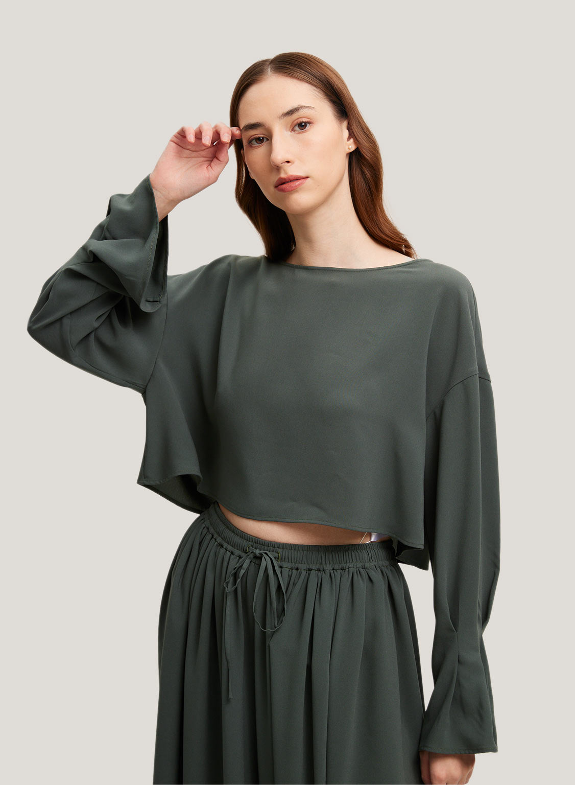 Flounce Sleeve Boxy Blouse