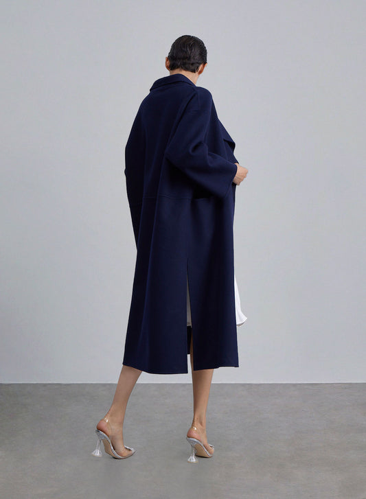 Wide Laepl Side Slit Double-faced Coat — SILK MAISON