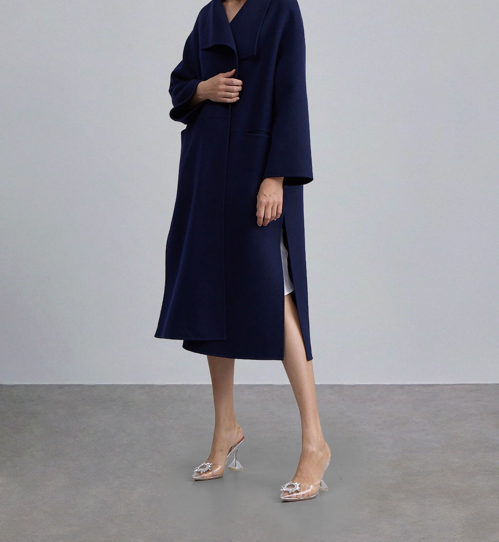 Wide Laepl Side Slit Double-faced Coat — SILK MAISON
