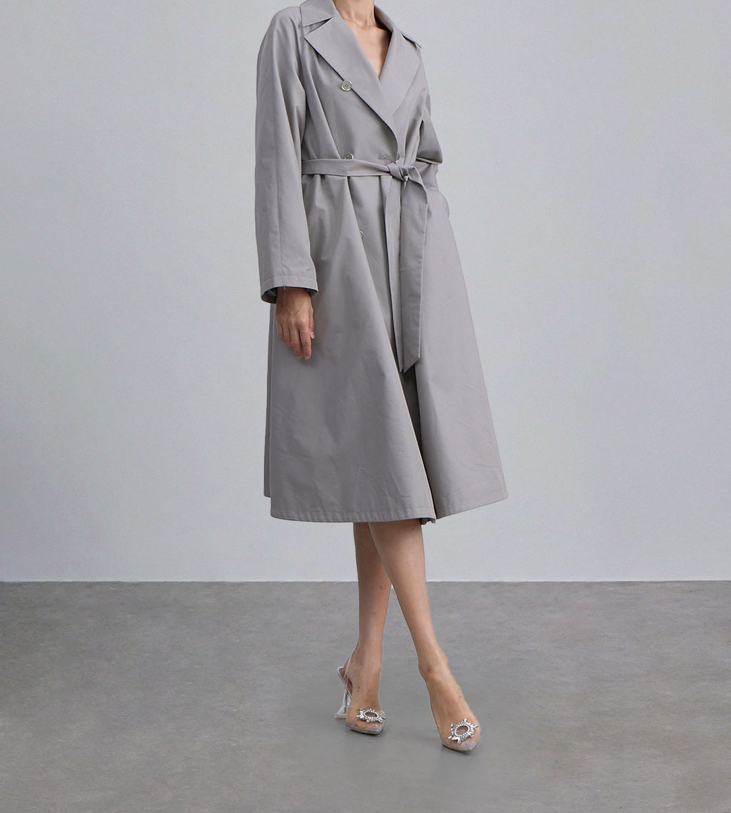 Wide Lapel Belted Trench Coat — SILK MAISON