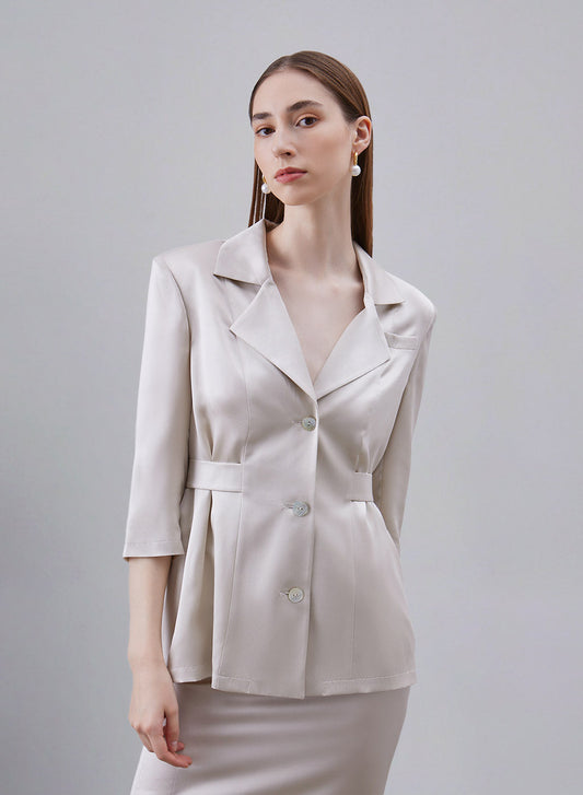 3/4 Sleeve Silk Blazer by SILK MAISON