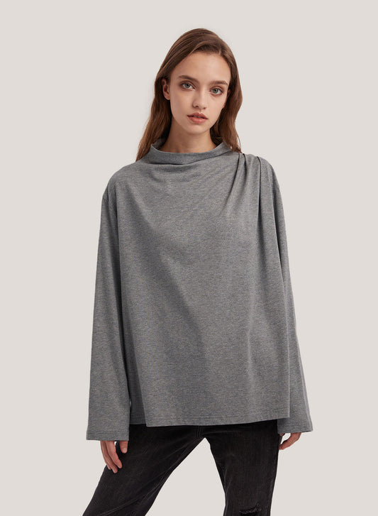 100% Cotton Swing Top in Grey by SILK MAISON