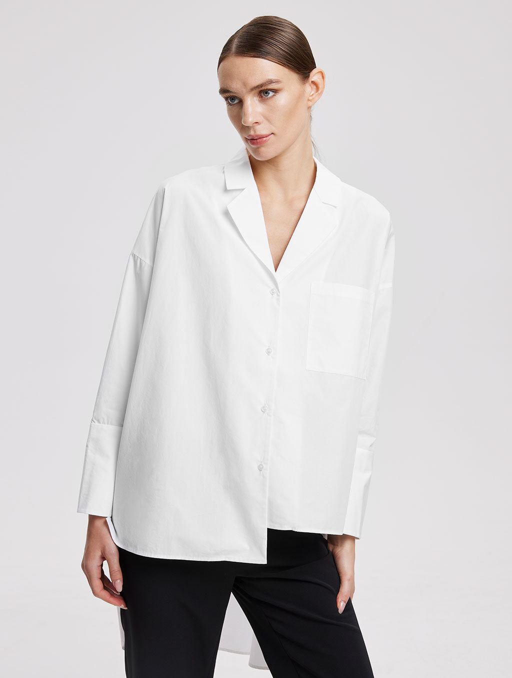SILK MAISON Asymmetric Design Shirt in white