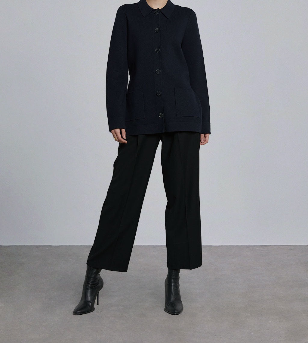 SILK MAISON Belted Button-Down Short Coat in Mulled Wine