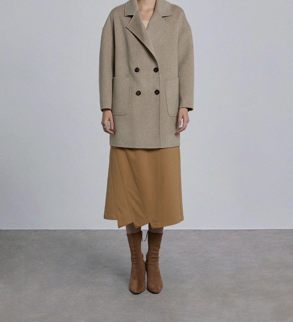 Cashmere Notch Lapel Short Coat by SILK MAISON