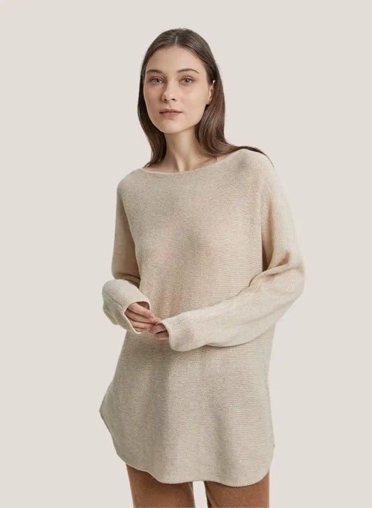 100% Yak Wool Boatneck Sweater by SILK MAISON