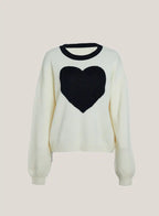 100% Cashmere Heart Sweater - Ecru White, S image
