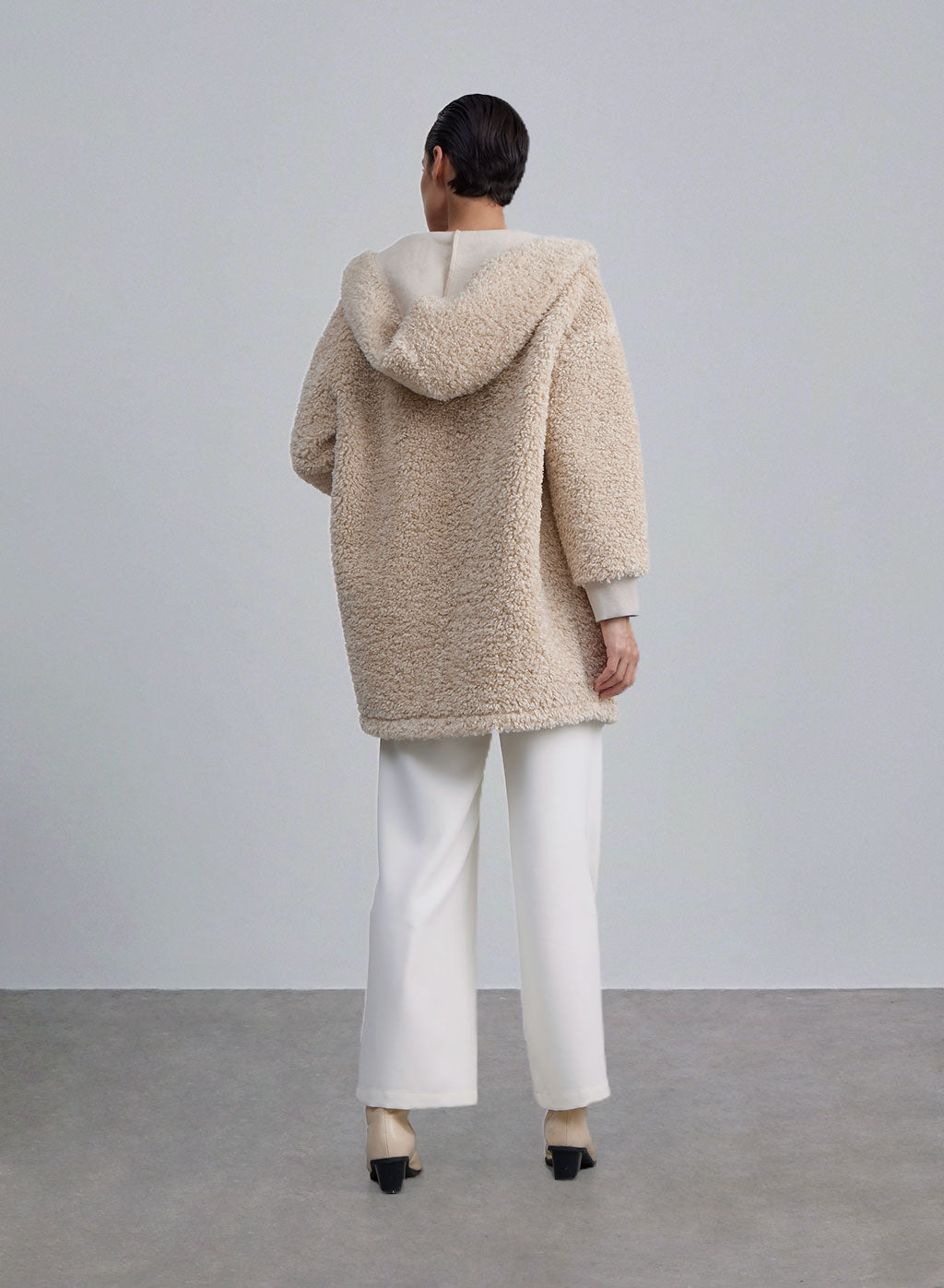 Buttoned Front Hooded Teddy Coat image 1