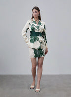 Printed Waist Cinched Silk Blazer image 0