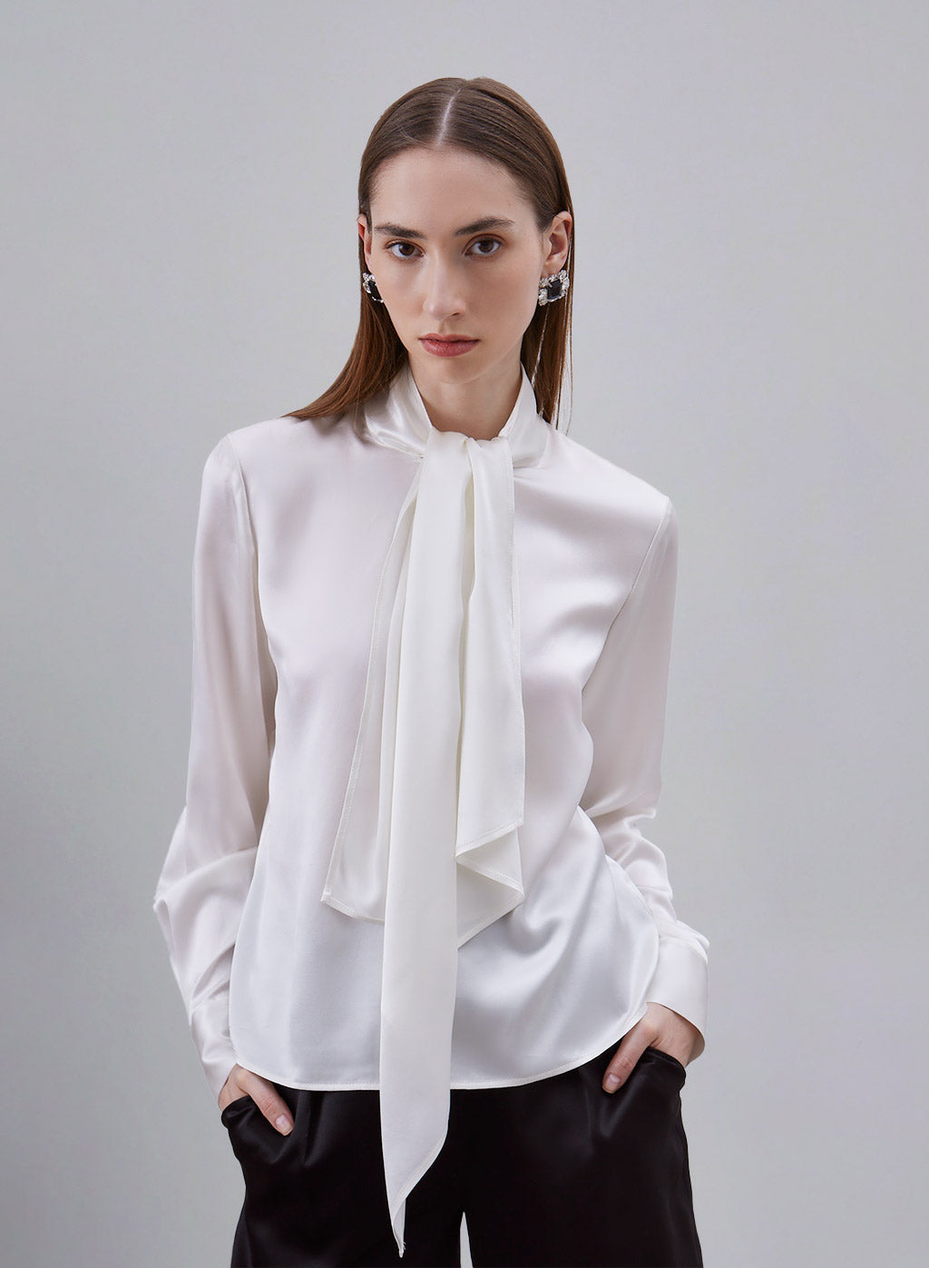 Classy Front Strap Silk Blouse image 0