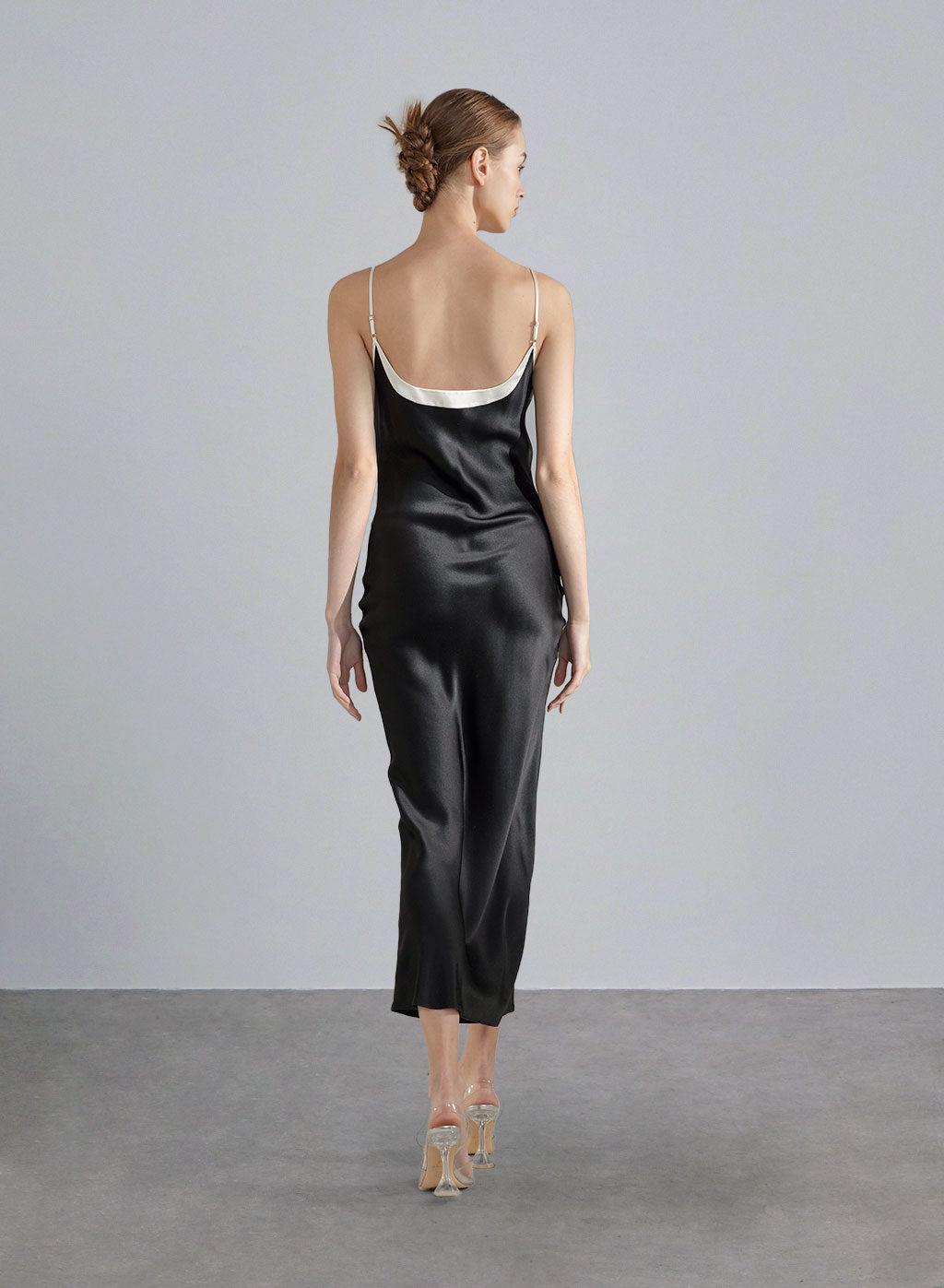 Paneled Ballernia Neckline Silk Slip Dress image 1