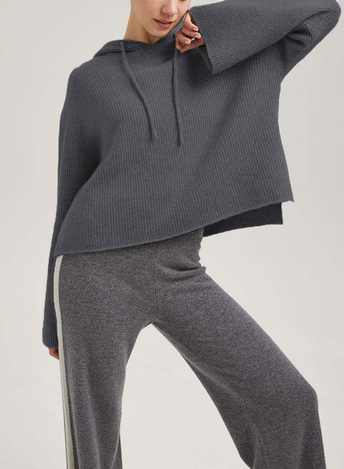 Cropped Wool-Cashmere Hoodie - Smoke, XL image
