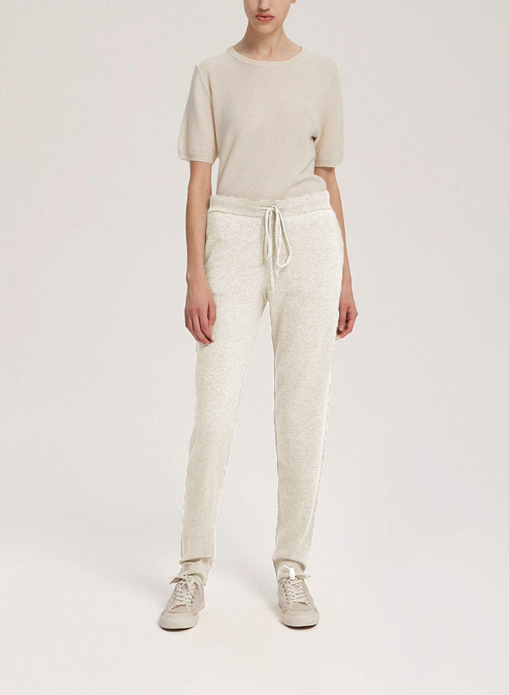 Mid-Rise Wool-Cashmere Joggers - Ivory, S image
