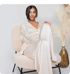 Simulated silk loungewear set