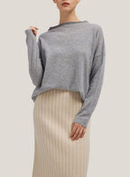 Oversize Funnel Pure Cashmere Sweater - Grey, L image