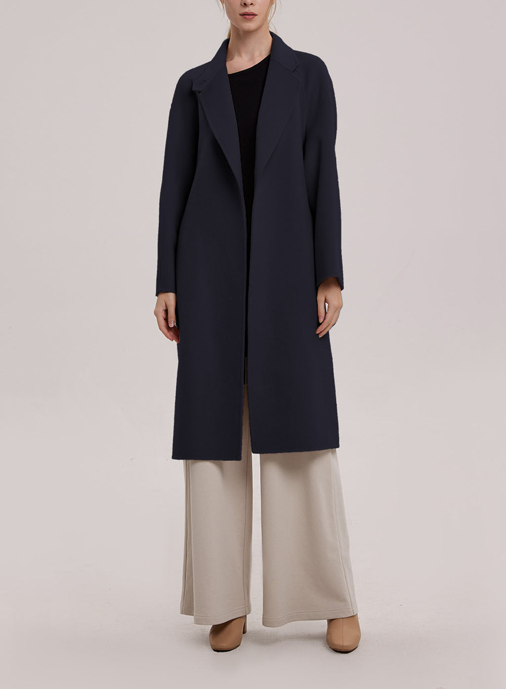 Kira Belted Long Wool-Cashmere Coat - Navy, L image