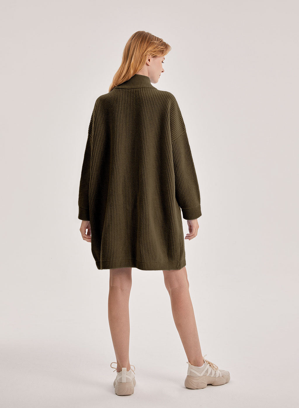 Box Cut Yak Wool Cardigan - Green Metal, L image