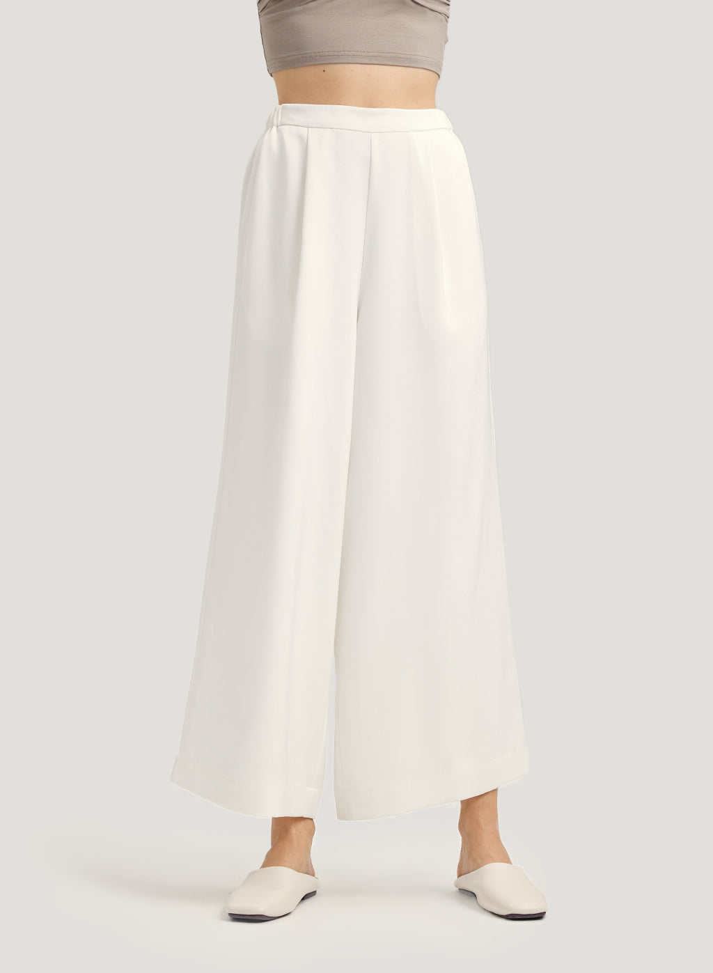 Full Length Palazzo Pants - White, S image