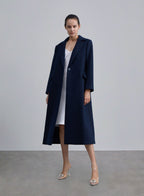 Longline Single Button Patchwork Wool Coat image 0