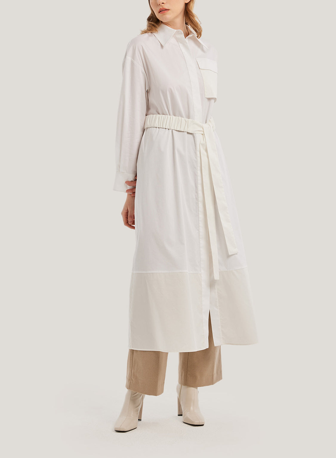Longline Elastic-Waist Cotton Shirtdress image 0