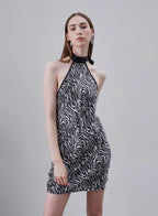 Printed A-line Silk Dress image 0