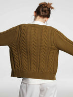 Crewneck Buttoned Cable-knit Cardigan image 1