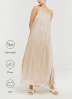 Backless Halter Dress - Light Pearl, L image