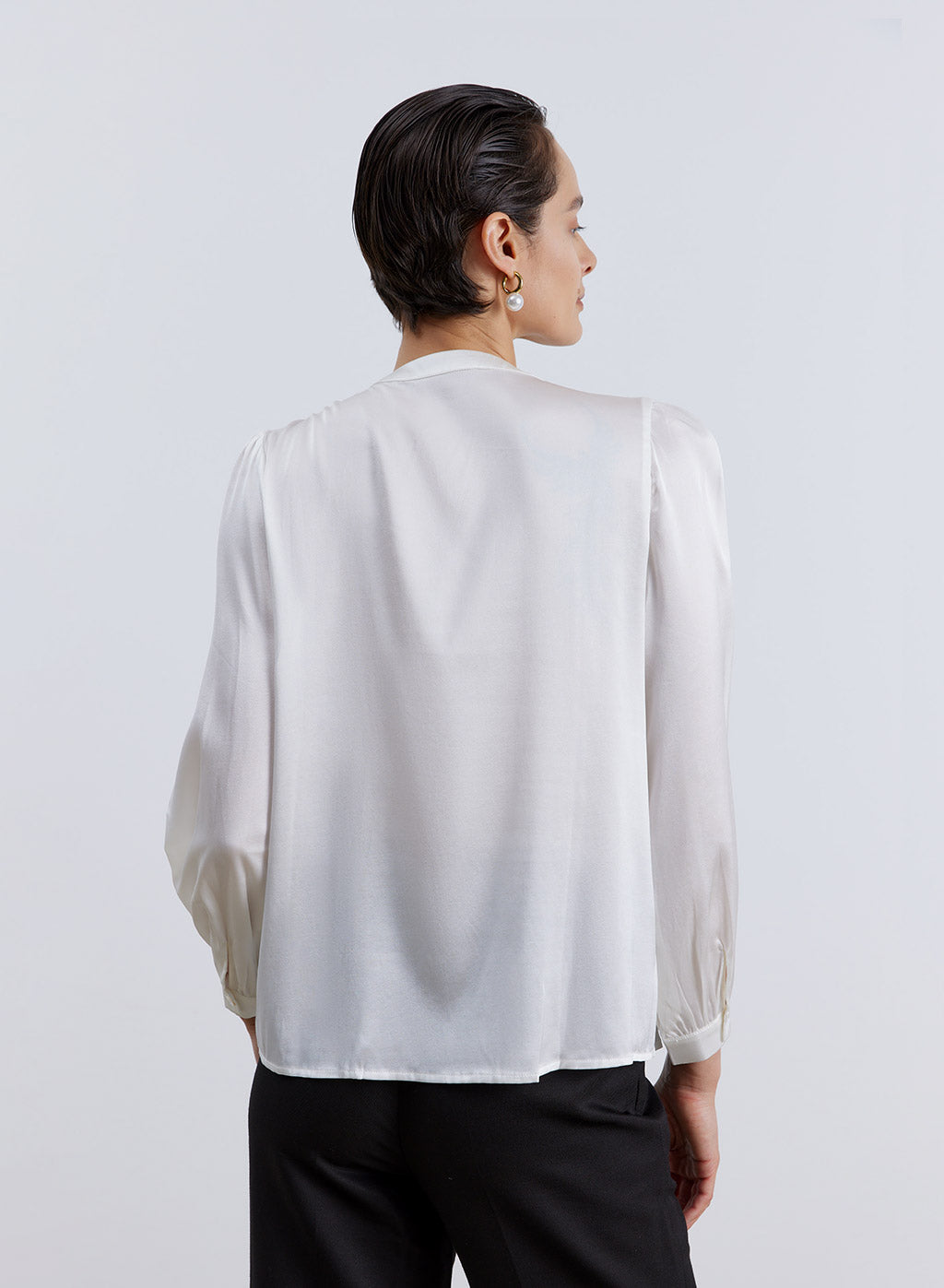Peplum V Neck Silk Blouse image 1