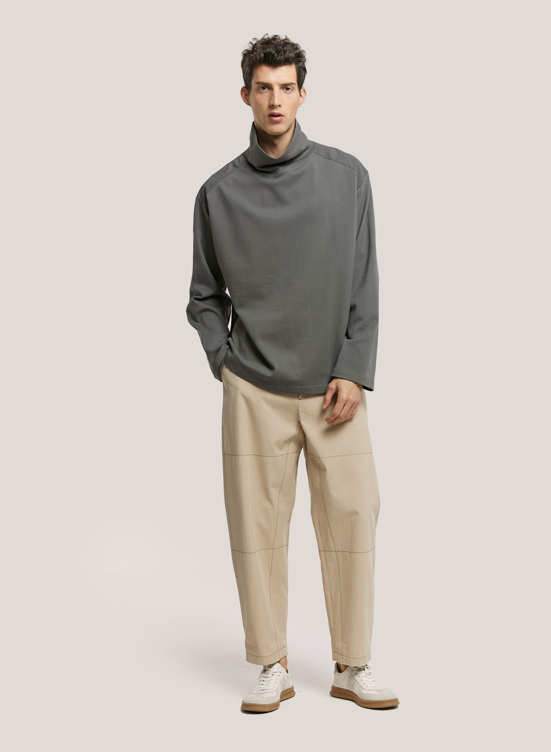 Turtleneck Raglan-Sleeved Cotton Sweatshirt