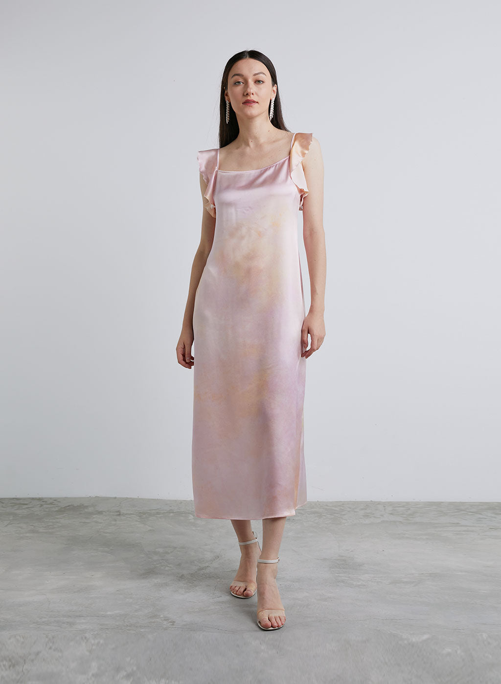 Ruffle Strap Silk Maxi Dress image 0