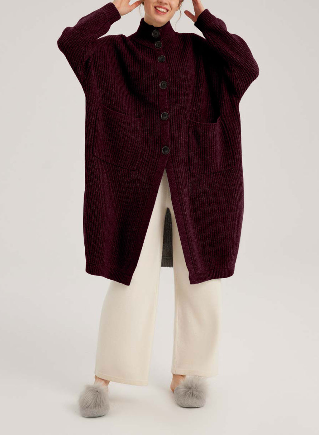Box-Cut Camel Hair Cardi - Deep Coffee, S image