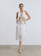 Cut-out Pucker Silk Slip Dress image 0