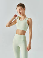 U Detail Mesh-Back Sports Bra - Fringy Flower, M image