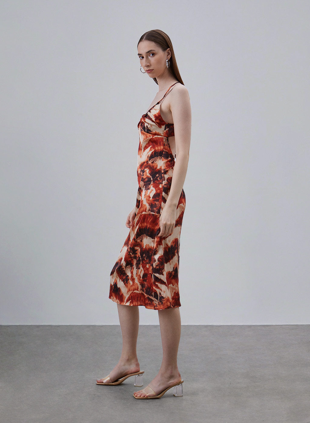 Printed Back Cross Silk Dress image 1
