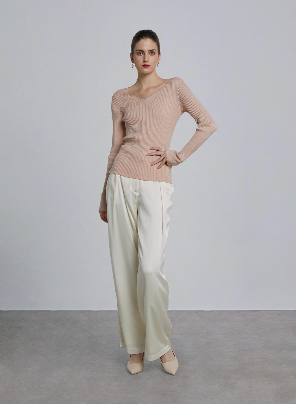 Slim Slit Side Wool-Blend Top image 0