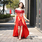 Ladies Banquet Summer Ladies Temperament Dress - Red, L image